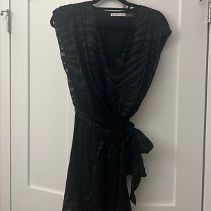 Alice and Olivia Short Black Dress with side tie, Women’s size 6